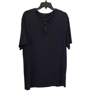 THEORY | Men’s Navy Blue Gaskell H. Anemone Henley Two Button Top Size XL